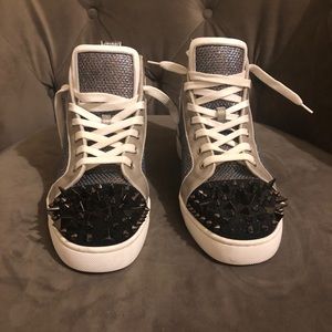 Louboutin Men's Louis Orlato Crystal High Top Shoe